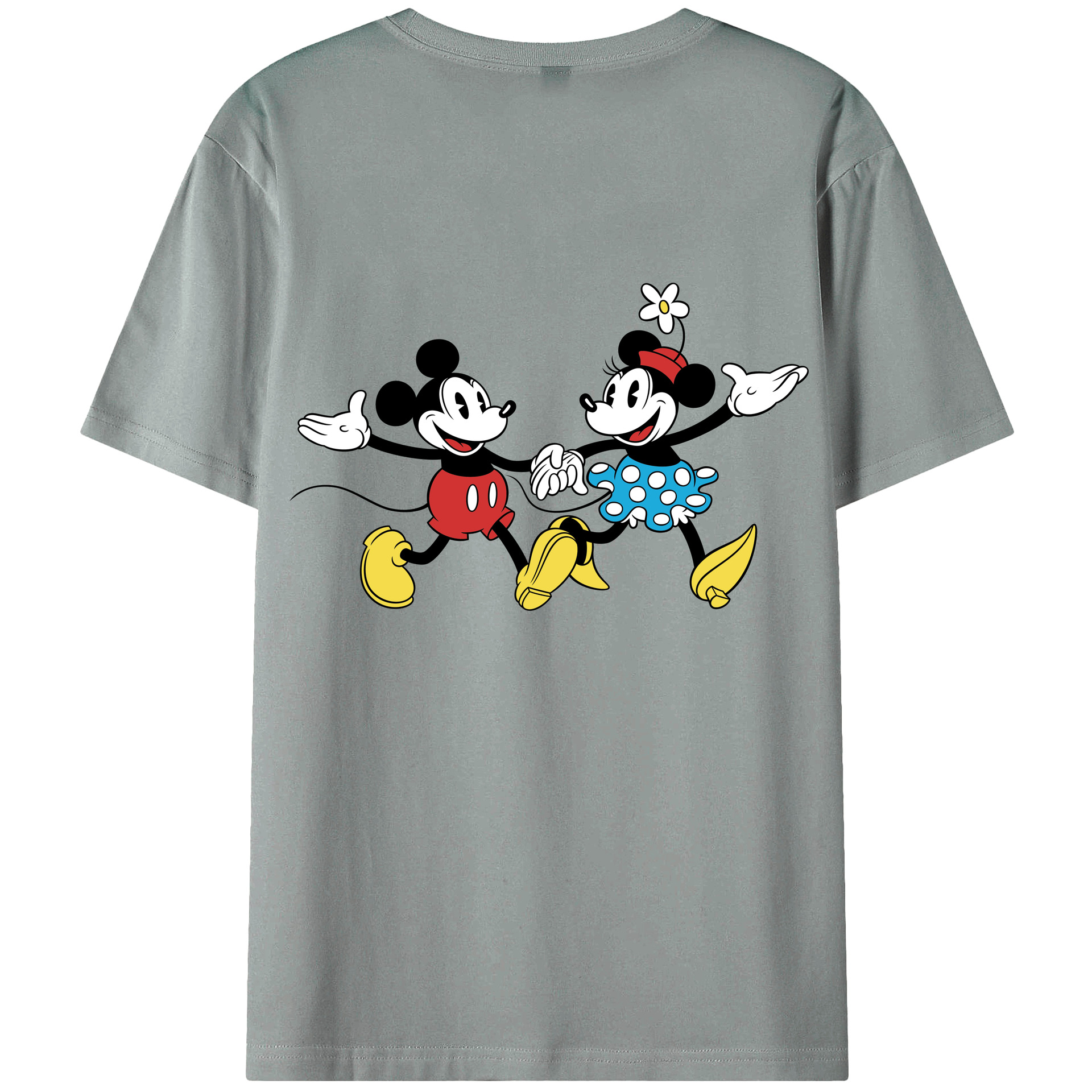 ミッキーマウス Mickey Mouse 綿100％ メンズ半袖Tシャツ（バックプリント） 通気性